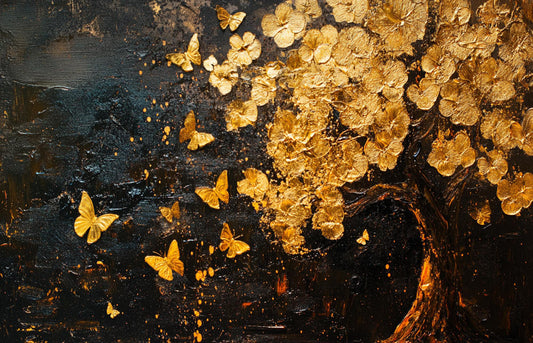 Analyzing the application of gold leaf in abstract art