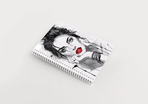 Art to Doors | Red Lips Woman Watercolour | Artist Riika Kandhola | Spiral Notebooks | A5 Size Paper | 120 Pages | 70 GSM Paper | Attractive Cover Designs