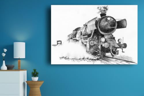 Art to Doors | A Vintage Steam Locomotive | Artist Avishek Nag | Vertical | Art Print | Home Decor | Wall Decor | Gift Items | Wall Art | Canvas Frame