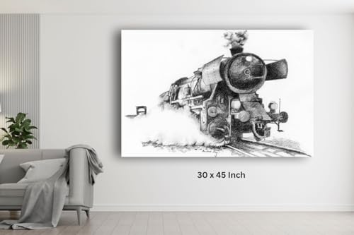 Art to Doors | A Vintage Steam Locomotive | Artist Avishek Nag | Vertical | Art Print | Home Decor | Wall Decor | Gift Items | Wall Art | Canvas Frame
