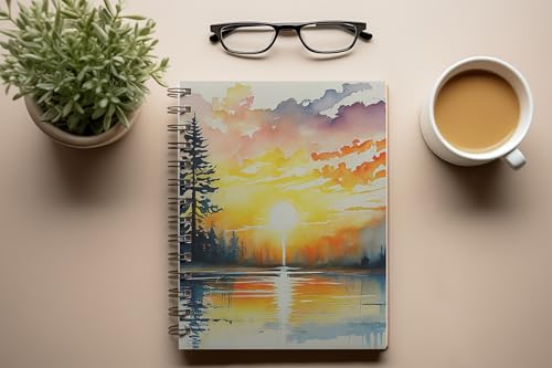 Art to Doors | Golden Hour Serenity | Spiral Notebooks | A5 Size Paper | 120 Pages | 70 GSM Paper | Attractive Cover Designs