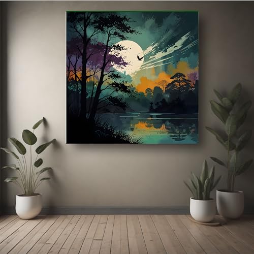 Art to Doors | Moonlit Majesty | Square | Art Print | Home Decor | Wall Decor | Gifts for Women | Gifts for Men | Canvas Frame