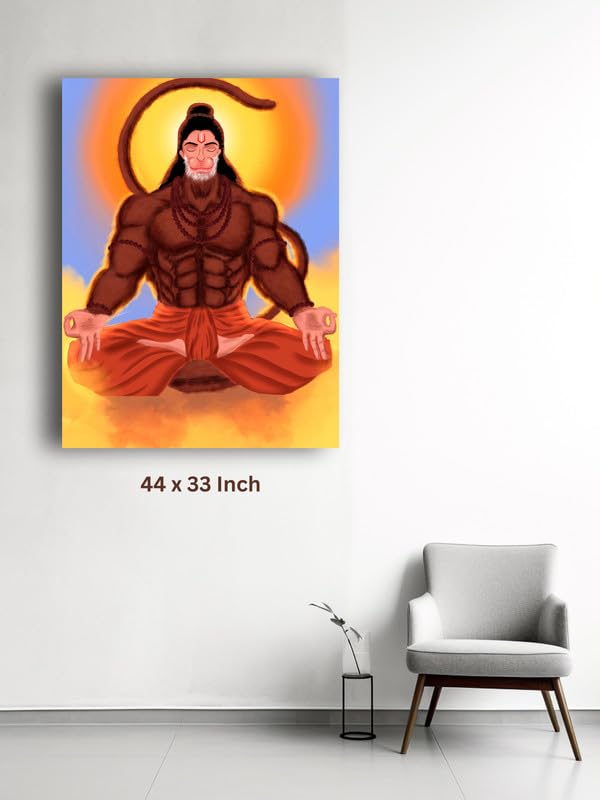 Art to Doors | Lord Hanuman Meditation | Artist Pranay Kumar | Rectangle | Art Print | Home Decor | Wall Decor | Gift Items | Canvas Frame