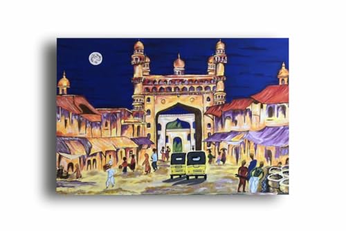 Art to Doors|Charminar | Artist Butul Razvi | Rectangle | Art Print | Home Decor | Wall Decor | Gift Items | Canvas Frame
