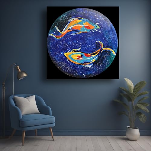 Art to Doors | Cosmic Koi Pond | Square | Artist Prerna Ajwani | Home Decor | Wall Art | Gifts for Women | Gifts for Men | Canvas Frame