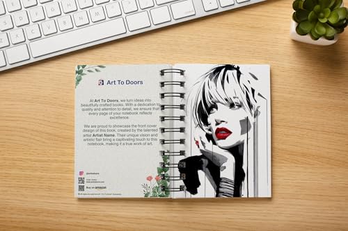 Art to Doors | Red Lips Watercolour | Artist Riika Kandhola | Spiral Notebooks | A5 Size Paper | 120 Pages | 70 GSM Paper | Attractive Cover Designs