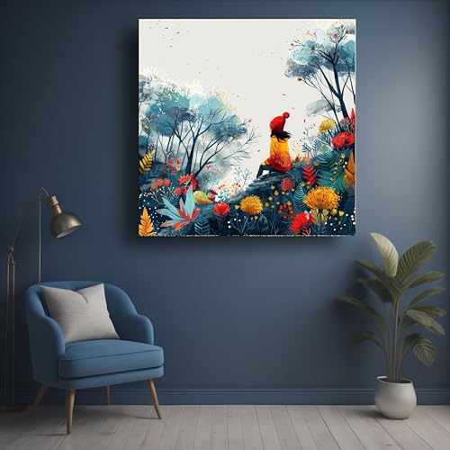 Art to Doors | Girl and the Forest | Square | Art Print | Home Decor | Wall Decor | Gifts for Women | Gifts for Men | Canvas Frame