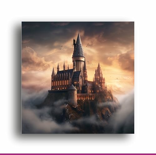 Art to Doors Enchanting Hogwarts: Captivating Canvas Print Featuring Stunning Illustration of the Wizarding World | Personalized Gift For Anniversary, Birthday, Wedding