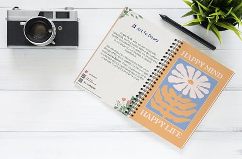 Art to Doors | Happy Mind Happy Life | Spiral Notebooks | A5 Size Paper | 120 Pages | 70 GSM Paper | Attractive Cover Designs