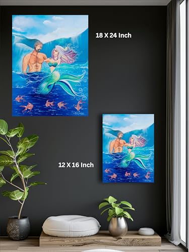 Art to Doors | Mermaids Love | Artist Archana Sharan | Vertical | Art Prints | Home Decor | Wall Art | Gift Items | Canvas Frame