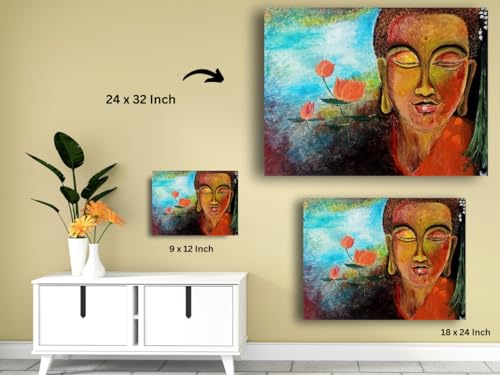 Art to Doors | Budha | Artist Ravindran Krishnan| Rectangle | Art Prints | Home Decor | Wall Art | Gift Items | Canvas Frame