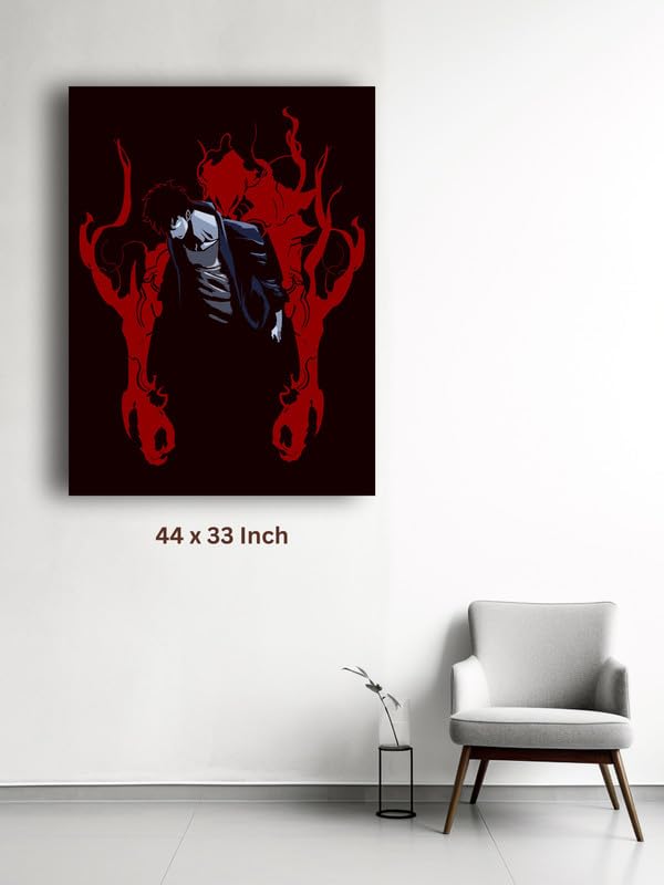 Art to Doors | Sung Jin Wo Solo Levelling | Artist Aman Hussain | Rectangle | Art Print | Home Decor | Wall Decor | Gift Items | Canvas Frame