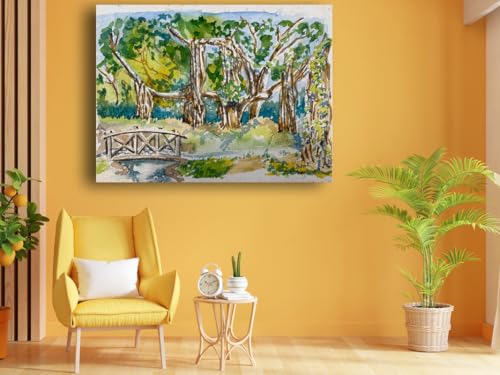 Art to Doors| Scenery Painting: The Old And The New, Nalla Park, Pune| Artist Hubert Braganza| Rectangle | Art Print | Home Decor | Wall Decor | Gift Items | Canvas Frame