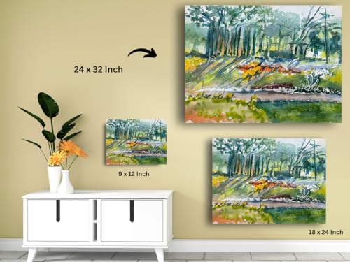 Art to Doors| Scenery Painting: Morning Sunshine In The Nalla Park, Pune | Artist Hubert Braganza| Rectangle | Art Print | Home Decor | Wall Decor | Gift Items | Canvas Frame