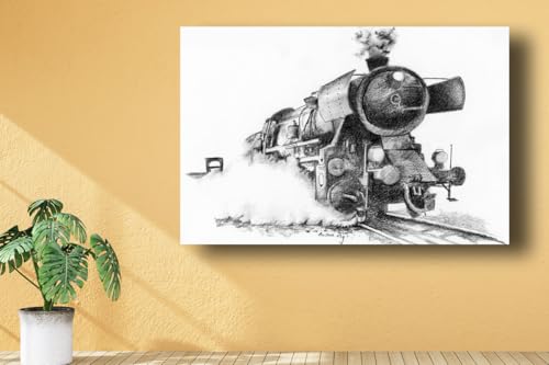 Art to Doors | A Vintage Steam Locomotive | Artist Avishek Nag | Vertical | Art Print | Home Decor | Wall Decor | Gift Items | Wall Art | Canvas Frame