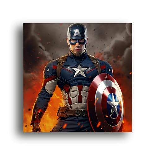 Art to Doors Legendary Patriot: Captain America Illustration, Stunning Canvas Print for Marvel Enthusiasts | Personalized Gift For Anniversary, Birthday, Wedding