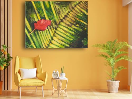 Art to Doors | Red Leaf | Artist Shashiranjan Prakash | Rectangle | Art Print | Home Decor | Wall Decor | Gift Items | Canvas Frame