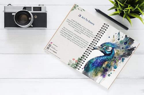 Art to Doors | Peacock Splendor | Spiral Notebooks | A5 Size Paper | 120 Pages | 70 GSM Paper | Attractive Cover Designs