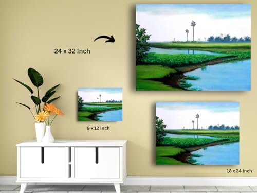 Art to Doors| Green Valley| Artist Prathima Rao G| Rectangle | Art Print | Home Decor | Wall Decor | Gift Items | Canvas Frame