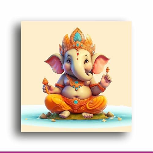 Art to Doors Divine Presence: Ganpati Blessings - Canvas Print | Personalized Gift For Anniversary, Birthday, Wedding, | Wall Frames For Home Office Study Room Decor