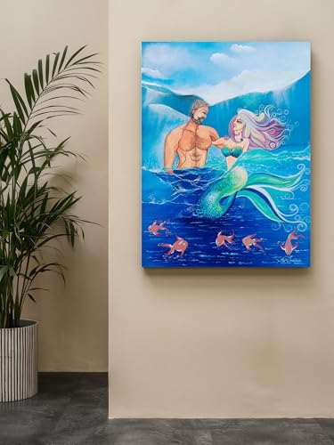 Art to Doors | Mermaids Love | Artist Archana Sharan | Vertical | Art Prints | Home Decor | Wall Art | Gift Items | Canvas Frame