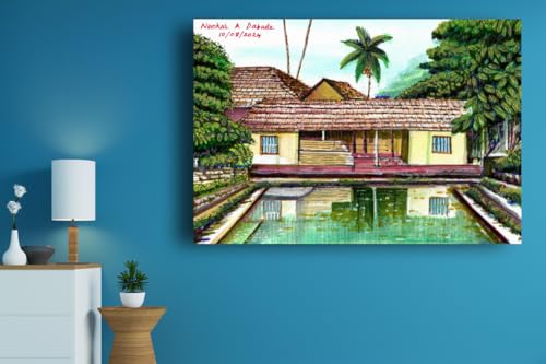 Art to Doors | The Pond | Artist Neehar Kiran Dabade | Rectangle | Art Prints | Home Decor | Wall Art | Gift Items | Canvas Frame