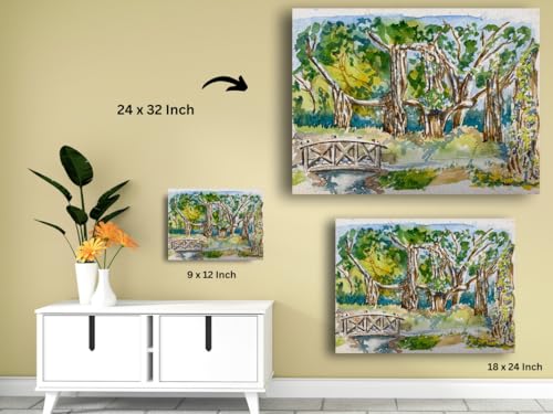 Art to Doors| Scenery Painting: The Old And The New, Nalla Park, Pune| Artist Hubert Braganza| Rectangle | Art Print | Home Decor | Wall Decor | Gift Items | Canvas Frame