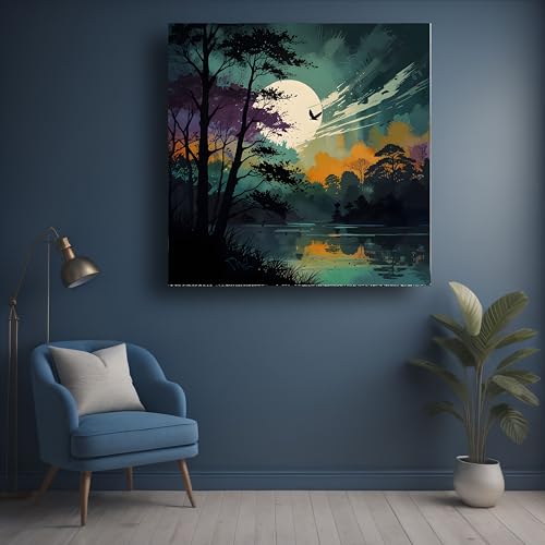 Art to Doors | Moonlit Majesty | Square | Art Print | Home Decor | Wall Decor | Gifts for Women | Gifts for Men | Canvas Frame