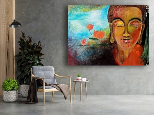Art to Doors | Budha | Artist Ravindran Krishnan| Rectangle | Art Prints | Home Decor | Wall Art | Gift Items | Canvas Frame
