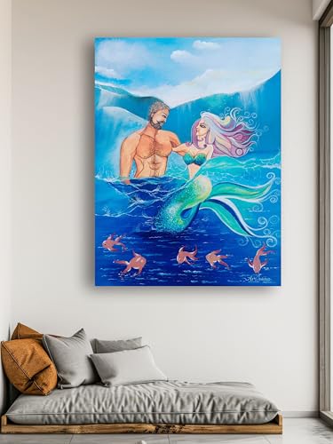 Art to Doors | Mermaids Love | Artist Archana Sharan | Vertical | Art Prints | Home Decor | Wall Art | Gift Items | Canvas Frame