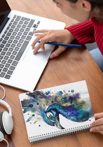 Art to Doors | Peacock Splendor | Spiral Notebooks | A5 Size Paper | 120 Pages | 70 GSM Paper | Attractive Cover Designs