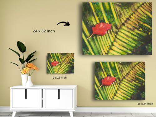 Art to Doors | Red Leaf | Artist Shashiranjan Prakash | Rectangle | Art Print | Home Decor | Wall Decor | Gift Items | Canvas Frame