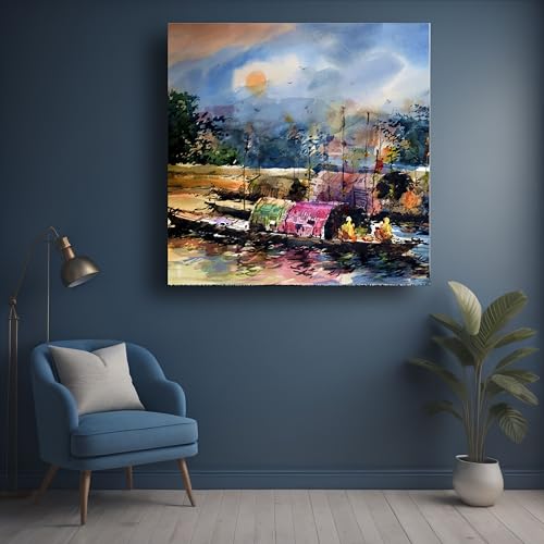 Art to Doors | Peaceful Pier | Square | Art Print | Home Decor | Wall Decor | Gifts for Women | Gifts for Men | Canvas Frame