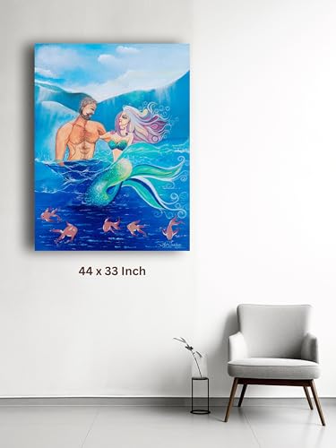 Art to Doors | Mermaids Love | Artist Archana Sharan | Vertical | Art Prints | Home Decor | Wall Art | Gift Items | Canvas Frame
