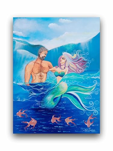 Art to Doors | Mermaids Love | Artist Archana Sharan | Vertical | Art Prints | Home Decor | Wall Art | Gift Items | Canvas Frame