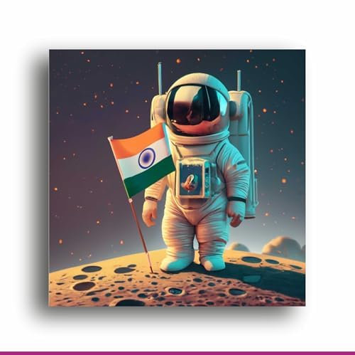 Art to Doors Lunar Pride: India on Moon - Celebrate Indian Space Exploration | Personalized Gift For Anniversary, Birthday, Wedding, Home Decor | Wall Frames For Home & Office