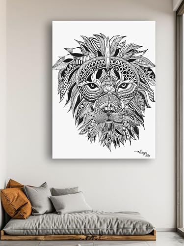 Art to Doors | Fight Like A Lion | Artist Manideepthi | Vertical | Art Prints | Home Decor | Wall Art | Gift Items | Canvas Frame