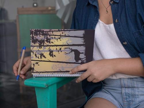 Art to Doors | Deer in the Dusk | Spiral Notebooks | A5 Size Paper | 120 Pages | 70 GSM Paper | Attractive Cover Designs
