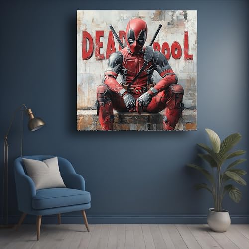 Art to Doors | Deadpool's Merc with a Mouth | Square | Art Print | Home Decor | Wall Decor | Gifts for Women | Gifts for Men | Canvas Frame