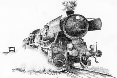Art to Doors | A Vintage Steam Locomotive | Artist Avishek Nag | Vertical | Art Print | Home Decor | Wall Decor | Gift Items | Wall Art | Canvas Frame
