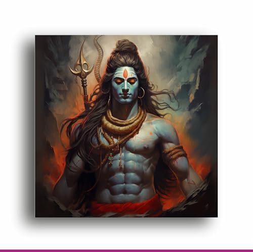 Art to Doors Divine Majesty: Shiva's Grace Illustrated - Stunning Canvas Print for Sacred Spaces | Personalized Gift For Anniversary, Birthday, Wedding, Home Decor