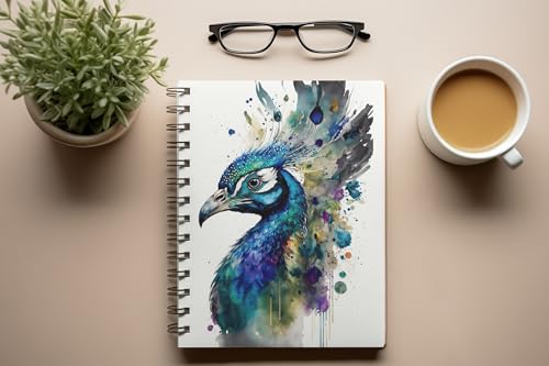 Art to Doors | Peacock Splendor | Spiral Notebooks | A5 Size Paper | 120 Pages | 70 GSM Paper | Attractive Cover Designs