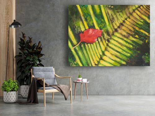 Art to Doors | Red Leaf | Artist Shashiranjan Prakash | Rectangle | Art Print | Home Decor | Wall Decor | Gift Items | Canvas Frame