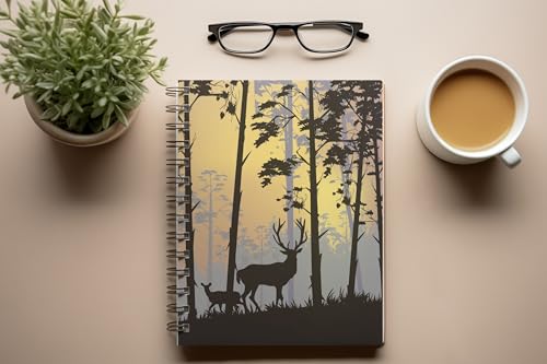 Art to Doors | Deer in the Dusk | Spiral Notebooks | A5 Size Paper | 120 Pages | 70 GSM Paper | Attractive Cover Designs