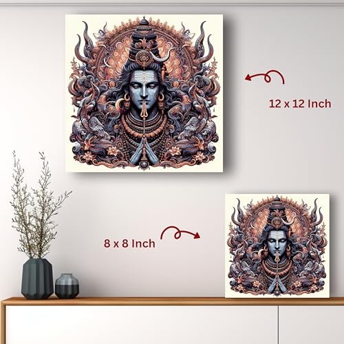 Art to Doors | Sacred Mahadev Statue Art | Square | Art Print | Home Decor | Wall Decor | Gifts for Women | Gifts for Men | Gift Items | Wall Art