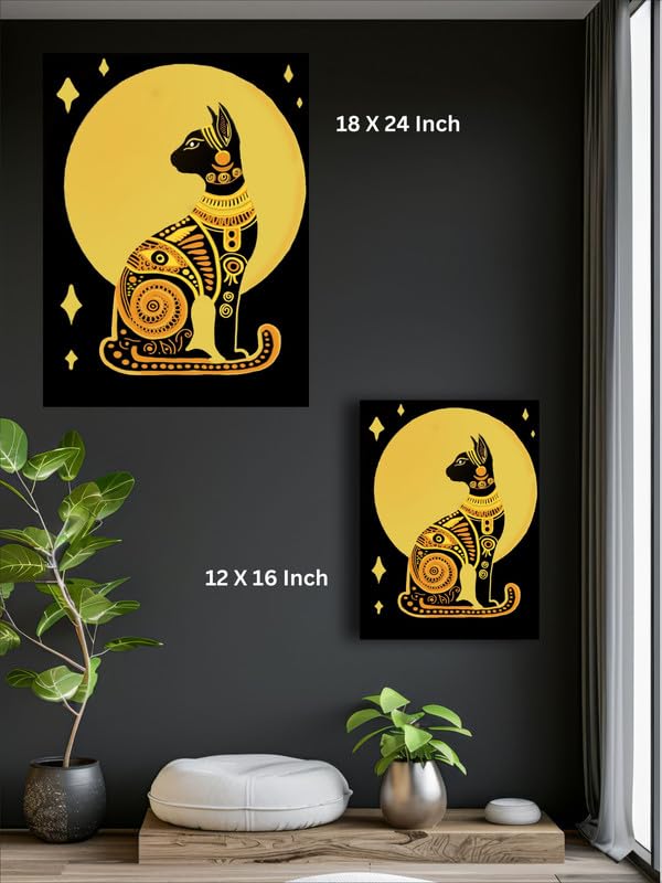 Art to Doors | Egyptian Cat | Artist Mohini Malviya | Vertical | Art Prints | Home Decor | Wall Art | Gift Items | Canvas Frame