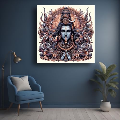 Art to Doors | Sacred Mahadev Statue Art | Square | Art Print | Home Decor | Wall Decor | Gifts for Women | Gifts for Men | Gift Items | Wall Art