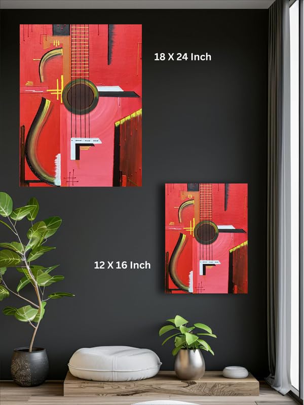 Art to Doors | Abstract Guitar | Artist Purvi Siroliya | Rectangle | Art Print | Home Decor | Wall Decor | Gift Items | Canvas Frame