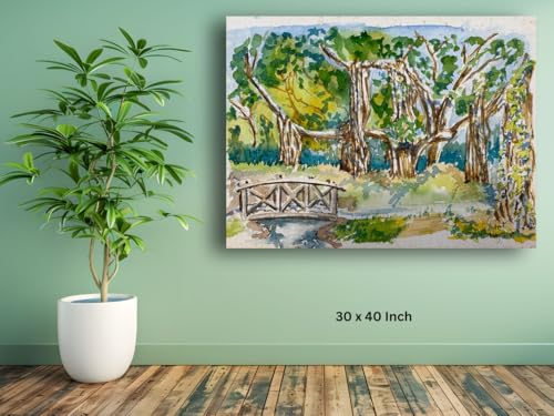 Art to Doors| Scenery Painting: The Old And The New, Nalla Park, Pune| Artist Hubert Braganza| Rectangle | Art Print | Home Decor | Wall Decor | Gift Items | Canvas Frame
