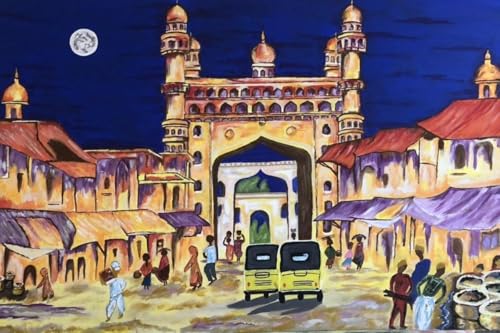 Art to Doors|Charminar | Artist Butul Razvi | Rectangle | Art Print | Home Decor | Wall Decor | Gift Items | Canvas Frame
